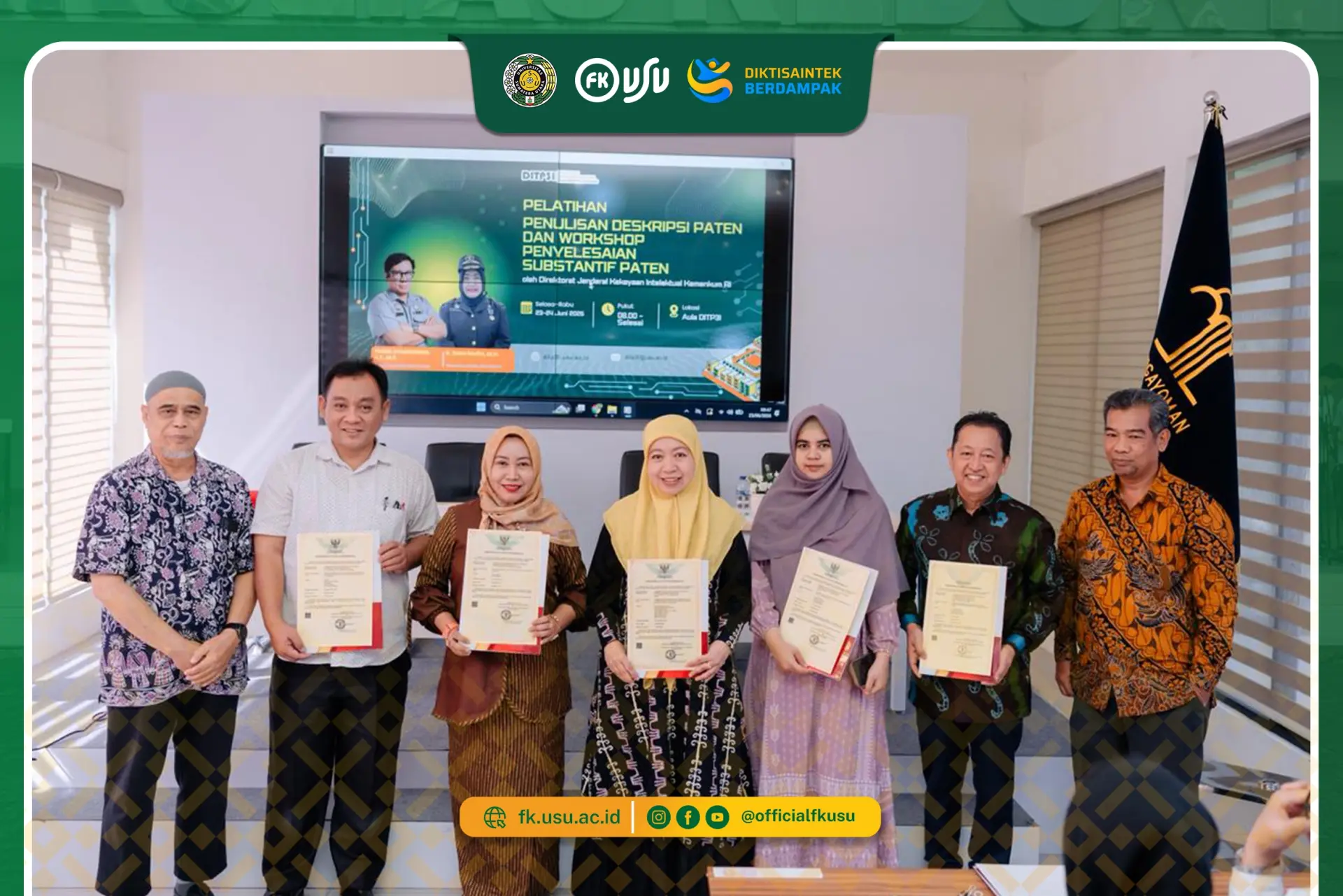 Dosen FK USU Raih Sertifikat Paten, Perkuat Budaya Inovasi dan Hilirisasi Penelitian